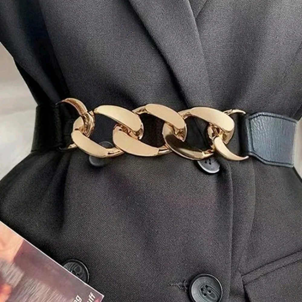 Elastic chunky black gold belt - Picture 3 of 14